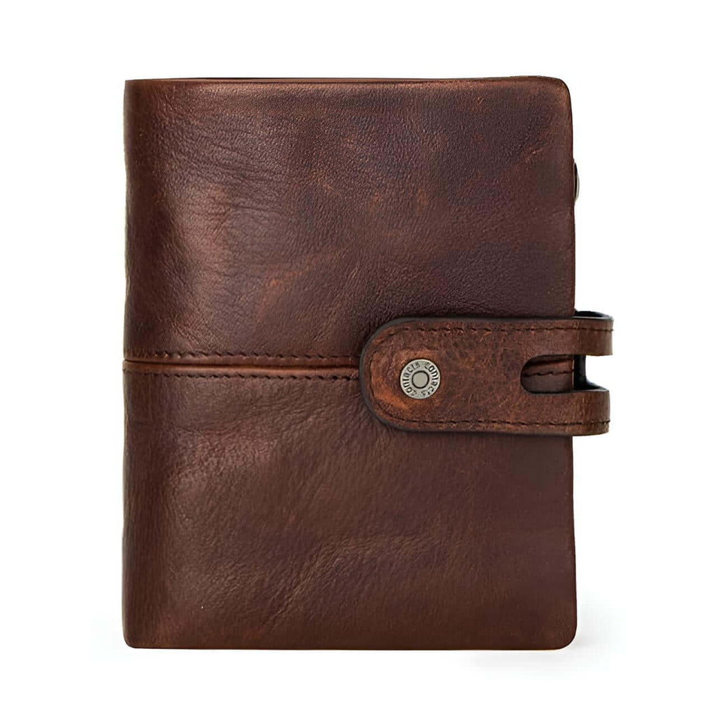 Men's Crazy Horse Genuine Brown Leather Wallet - RFID Protection!