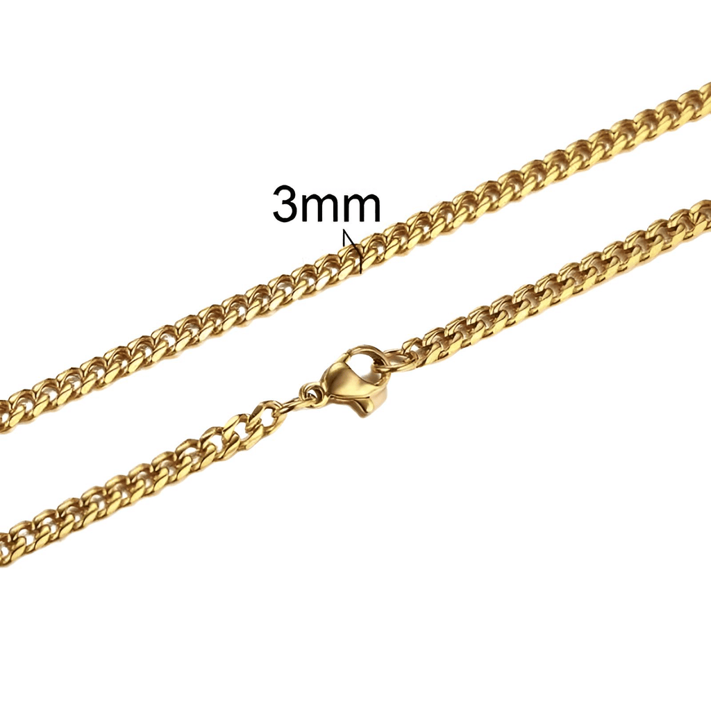 Drestiny-Men's Gold Cuban Link Necklaces-3MM