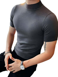 Thumbnail for Short Sleeve Men's Mock Neck Shirt -, Turtlenecks , Drestiny , 4XL, Australia, Black, Blue, Bright Blue, Brown, Casual Shirts, Dark Blue, Dark Green, Dark Grey, Dress Shirts, FR, L, M, Navy, New Zealand, Red, Short Sleeves, T-Shirts, Tan, Turtlenecks, United Kingdom, United States, White, XL, XXL, XXXL, Yellow , Drestiny , www.shopdrestiny.com