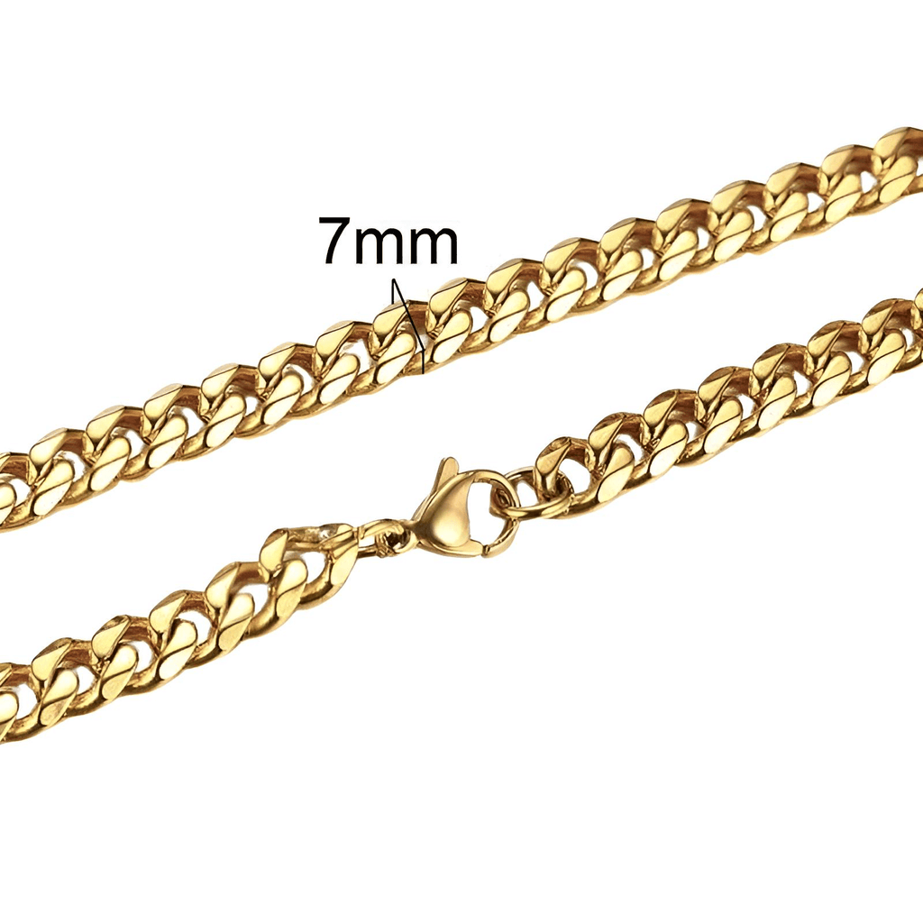 Drestiny-Men's Gold Cuban Link Necklaces-7MM