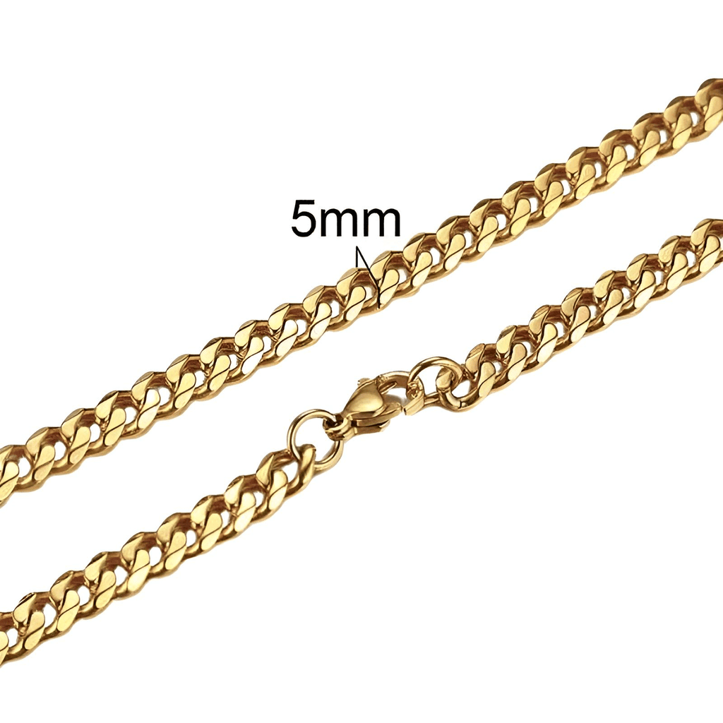 Drestiny-Men's Gold Cuban Link Necklaces-5MM