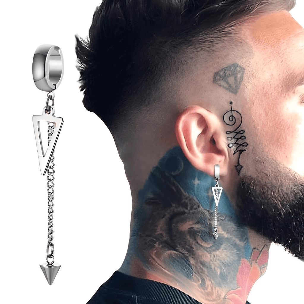 Men's Long Chain Cuff Earrings