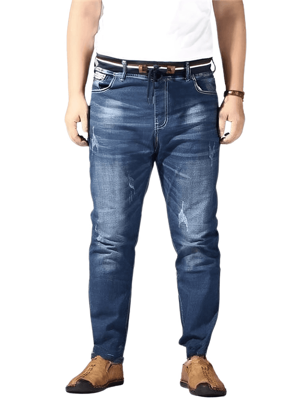 Drestiny-Men's Plus Size Distressed Blue Jeans