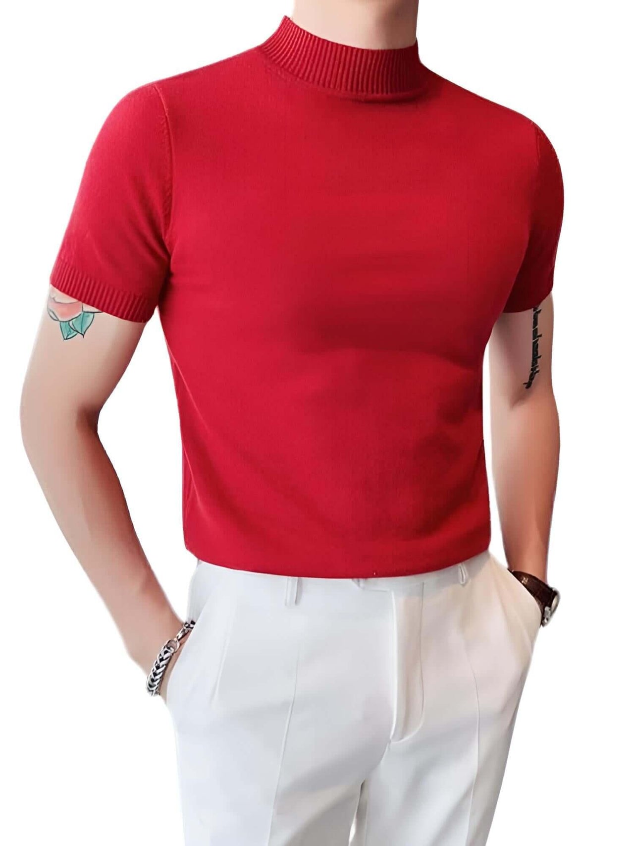 Short Sleeve Men's Mock Neck Shirt -, Turtlenecks , Drestiny , 4XL, Australia, Black, Blue, Bright Blue, Brown, Casual Shirts, Dark Blue, Dark Green, Dark Grey, Dress Shirts, FR, L, M, Navy, New Zealand, Red, Short Sleeves, T-Shirts, Tan, Turtlenecks, United Kingdom, United States, White, XL, XXL, XXXL, Yellow , Drestiny , www.shopdrestiny.com