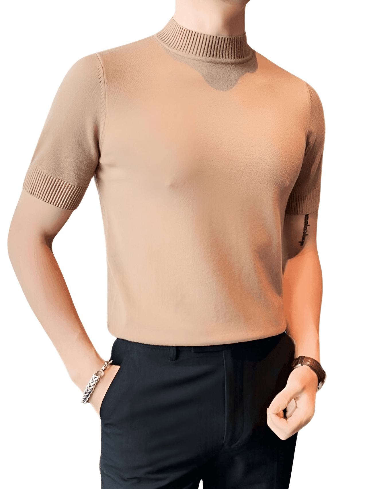 Short Sleeve Men's Mock Neck Shirt -, Turtlenecks , Drestiny , 4XL, Australia, Black, Blue, Bright Blue, Brown, Casual Shirts, Dark Blue, Dark Green, Dark Grey, Dress Shirts, FR, L, M, Navy, New Zealand, Red, Short Sleeves, T-Shirts, Tan, Turtlenecks, United Kingdom, United States, White, XL, XXL, XXXL, Yellow , Drestiny , www.shopdrestiny.com