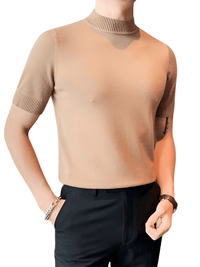Thumbnail for Short Sleeve Men's Mock Neck Shirt -, Turtlenecks , Drestiny , 4XL, Australia, Black, Blue, Bright Blue, Brown, Casual Shirts, Dark Blue, Dark Green, Dark Grey, Dress Shirts, FR, L, M, Navy, New Zealand, Red, Short Sleeves, T-Shirts, Tan, Turtlenecks, United Kingdom, United States, White, XL, XXL, XXXL, Yellow , Drestiny , www.shopdrestiny.com