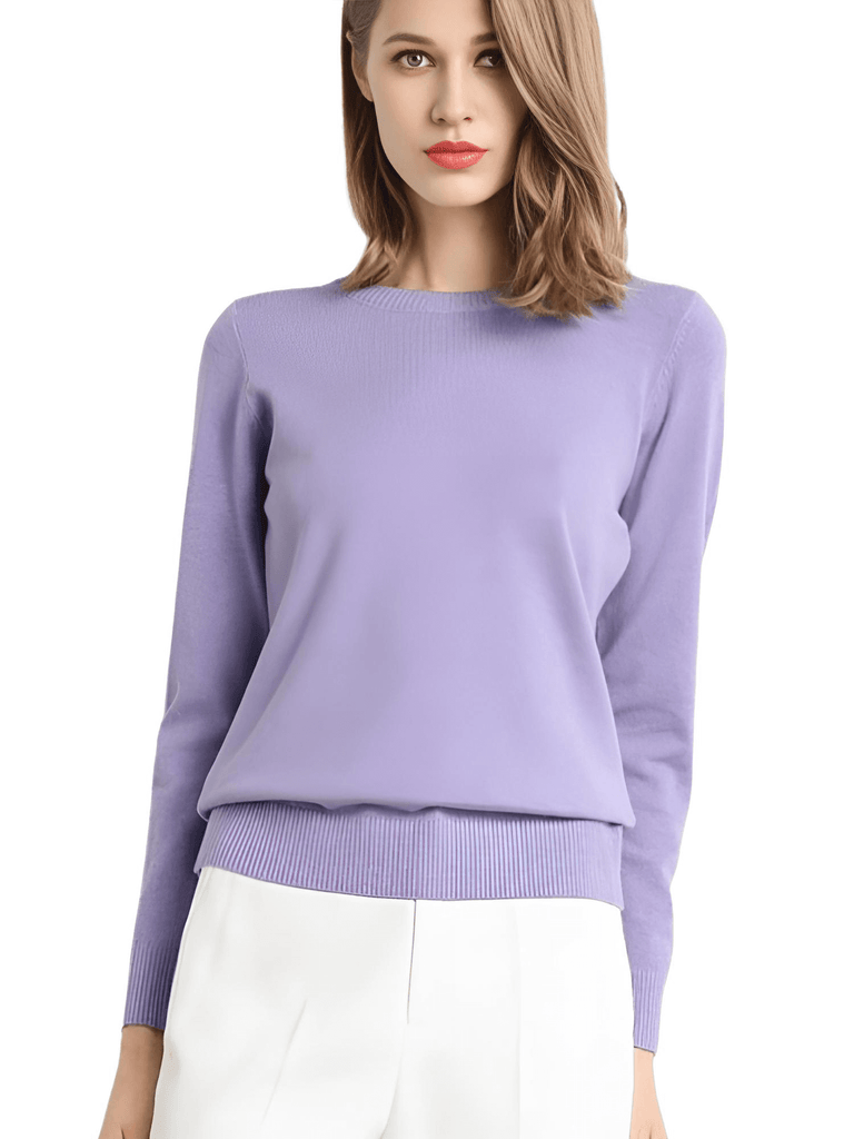 Women's Long Sleeve Purple Knit Sweater