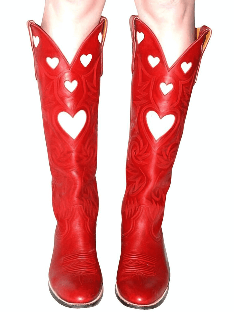 Drestiny-Red-Heart Shape Knee High Cowboy Boots For Women