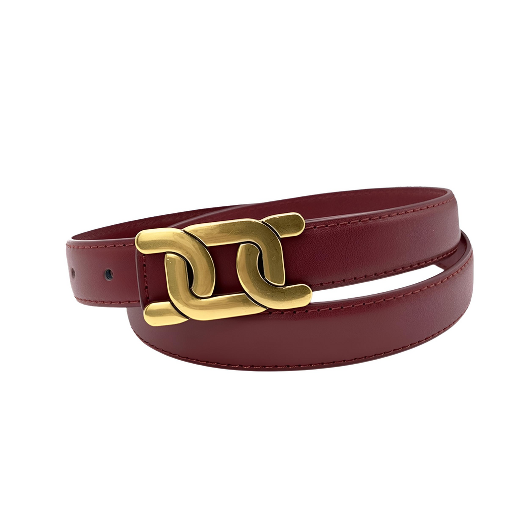 Drestiny-Wine Red Leather Belt For Women