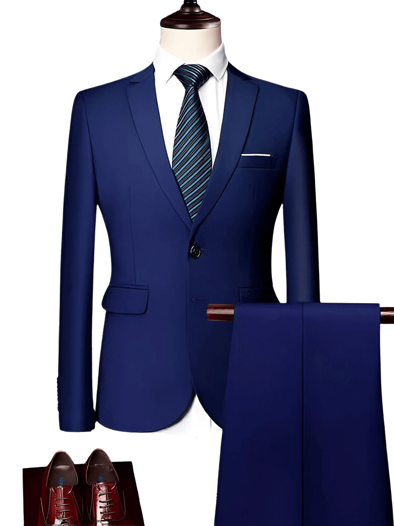 Luxury 2 Piece Single Breasted Royal Blue Suits For Men