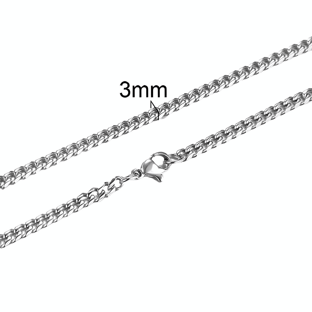 Drestiny-Men's Silver Cuban Link Necklaces-3MM