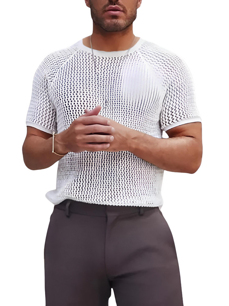 Shop Drestiny for a trendy Men's White Hollow Out See Through Streetwear Top. Enjoy free shipping and let us cover the tax! Limited time offer, save up to 50% off. As seen on FOX/NBC/CBS.