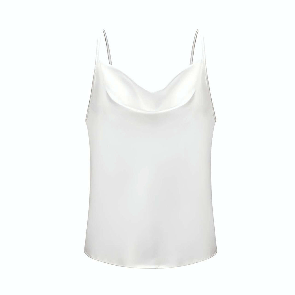 Drestiny-White-Simple Silk Camisole For Work And For Casual