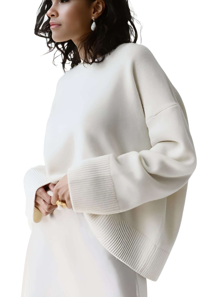 Drestiny-White-High Quality Casual Women's Sweater