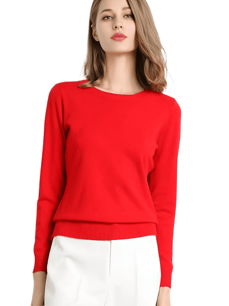 Drestiny-Women's Red Long Sleeve Knit Sweater