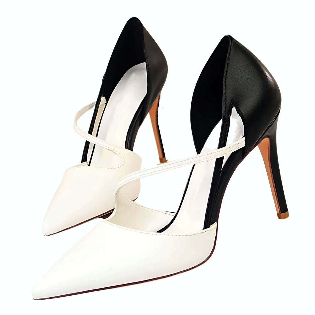 Duo Black and White Color High Heel Pumps For Women