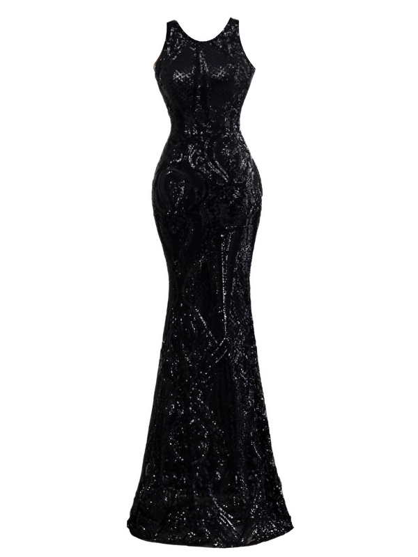 Chic backless black mermaid gown available at Drestiny. Free shipping and tax covered. Save up to 50% off