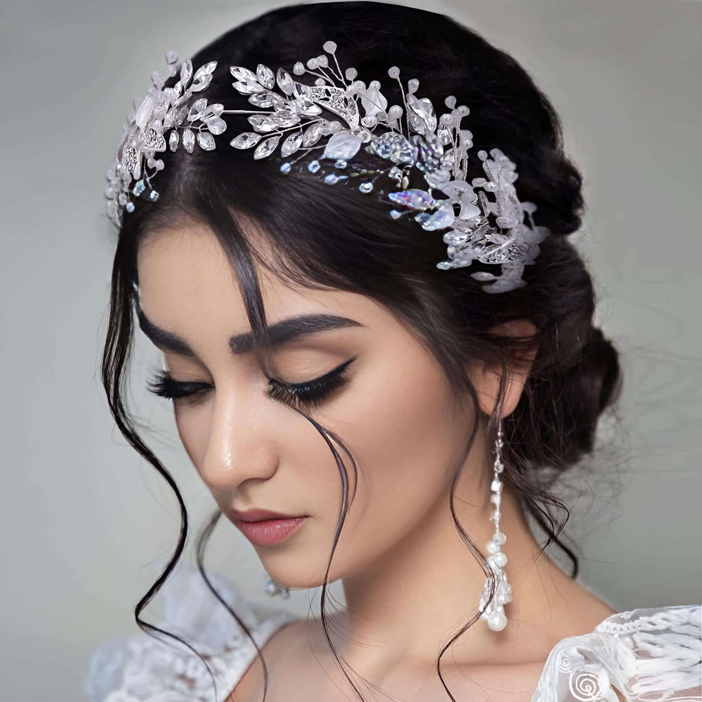Elevate your style with this exquisite silver crystal floral headdresses at Drestiny. Take advantage of discounts up to 80% off, and enjoy free shipping along with tax-free shopping!
