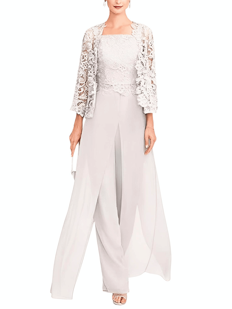 Look stunning in this elegant grey lace pant suit at Drestiny! Enjoy free shipping and let us cover the tax. Seen on FOX, NBC, and CBS. Save up to 50%!