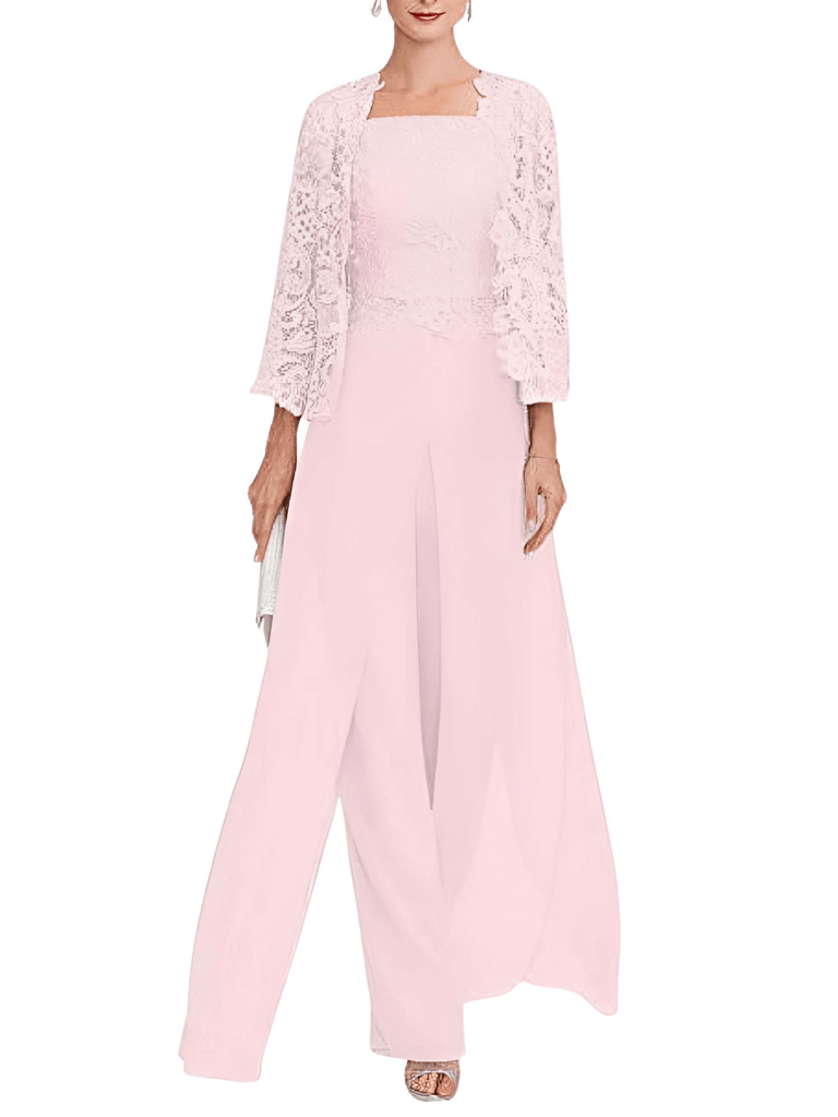 Look stunning in this elegant pink lace pant suit at Drestiny! Enjoy free shipping and let us cover the tax. Seen on FOX, NBC, and CBS. Save up to 50%!