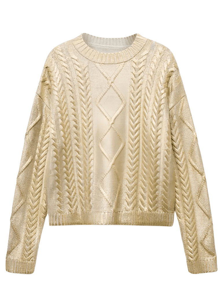 Elegant High Fashion Metallic Silver & Gold Pullover Sweaters for Women