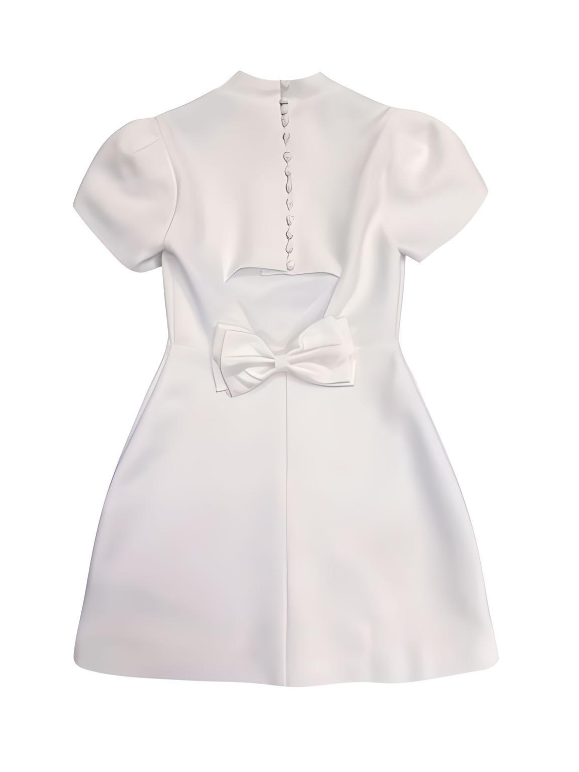 Elegant Back Cut-Out Mini Dress With Fashion Bow