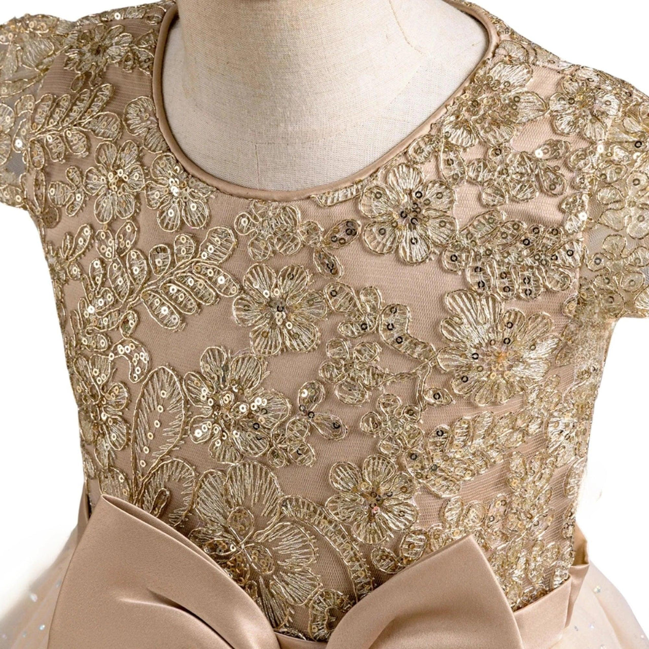 Elegant Kids Dresses for Girls Wedding Children Bow Flower Girl Long Gown Princess Birthday Party Embroidery 4-10 Y -, Dress , Drestiny , 10T, 4T, 5T, 6T, 7T, 8T, 9T, Champagne, Dresses, Green, Maxi Dresses, Red, Short Sleeves, White , Drestiny , www.shopdrestiny.com