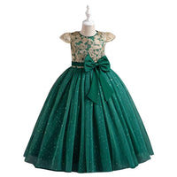 Thumbnail for Elegant Kids Dresses for Girls Wedding Children Bow Flower Girl Long Gown Princess Birthday Party Embroidery 4-10 Y -, Dress , Drestiny , 10T, 4T, 5T, 6T, 7T, 8T, 9T, Champagne, Dresses, Green, Maxi Dresses, Red, Short Sleeves, White , Drestiny , www.shopdrestiny.com
