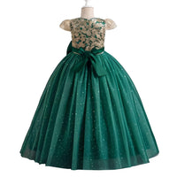 Thumbnail for Elegant Kids Dresses for Girls Wedding Children Bow Flower Girl Long Gown Princess Birthday Party Embroidery 4-10 Y -, Dress , Drestiny , 10T, 4T, 5T, 6T, 7T, 8T, 9T, Champagne, Dresses, Green, Maxi Dresses, Red, Short Sleeves, White , Drestiny , www.shopdrestiny.com