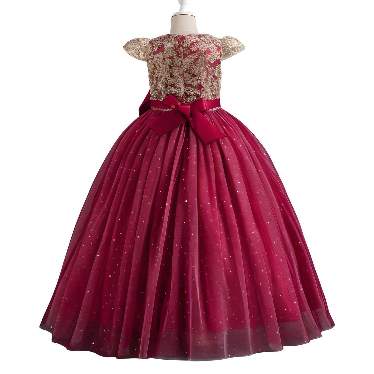 Elegant Kids Dresses for Girls Wedding Children Bow Flower Girl Long Gown Princess Birthday Party Embroidery 4-10 Y -, Dress , Drestiny , 10T, 4T, 5T, 6T, 7T, 8T, 9T, Champagne, Dresses, Green, Maxi Dresses, Red, Short Sleeves, White , Drestiny , www.shopdrestiny.com