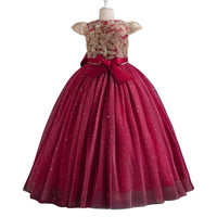 Thumbnail for Elegant Kids Dresses for Girls Wedding Children Bow Flower Girl Long Gown Princess Birthday Party Embroidery 4-10 Y -, Dress , Drestiny , 10T, 4T, 5T, 6T, 7T, 8T, 9T, Champagne, Dresses, Green, Maxi Dresses, Red, Short Sleeves, White , Drestiny , www.shopdrestiny.com