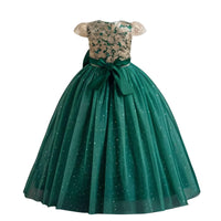 Thumbnail for Elegant Kids Dresses for Girls Wedding Children Bow Flower Girl Long Gown Princess Birthday Party Embroidery 7-13 Y