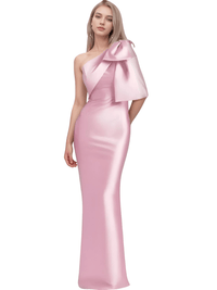Thumbnail for Elegant One-Shoulder Satin Mermaid Dress Back Split With Bow Floor Length Prom Special Occasion Formal Party Gown Custom, Drestiny, Maxi Dresses, One Shoulder, Sleeveless, 2, 4, 6, 8, 10, Custom Size, Custom Color, United States, USA, Canada, Australia, New zealand, United Kingdom, UK, Taupe, Sky Blue, Mauve, Wine Red, Red, Pink, Emerald Green, Navy Blue, Champagne, Fuchsia, Orange, Lilac, Gold, Royal Blue, Black, One Shoulder Custom Dress, One Shoulder Maxi Dress, shopdrestiny.com