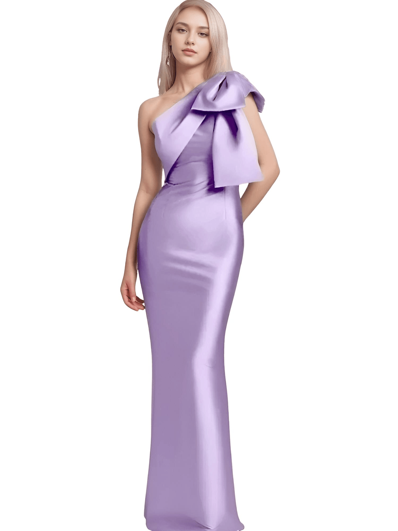 Elegant One-Shoulder Satin Mermaid Dress Back Split With Bow Floor Length Prom Special Occasion Formal Party Gown Custom, Drestiny, Maxi Dresses, One Shoulder, Sleeveless, 2, 4, 6, 8, 10, Custom Size, Custom Color, United States, USA, Canada, Australia, New zealand, United Kingdom, UK, Taupe, Sky Blue, Mauve, Wine Red, Red, Pink, Emerald Green, Navy Blue, Champagne, Fuchsia, Orange, Lilac, Gold, Royal Blue, Black, One Shoulder Custom Dress, One Shoulder Maxi Dress, shopdrestiny.com