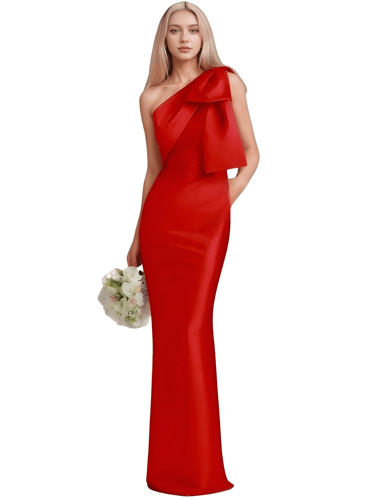 Elegant One-Shoulder Satin Mermaid Dress Back Split With Bow Floor Length Prom Special Occasion Formal Party Gown Custom, Drestiny, Maxi Dresses, One Shoulder, Sleeveless, 2, 4, 6, 8, 10, Custom Size, Custom Color, United States, USA, Canada, Australia, New zealand, United Kingdom, UK, Taupe, Sky Blue, Mauve, Wine Red, Red, Pink, Emerald Green, Navy Blue, Champagne, Fuchsia, Orange, Lilac, Gold, Royal Blue, Black, One Shoulder Custom Dress, One Shoulder Maxi Dress, shopdrestiny.com
