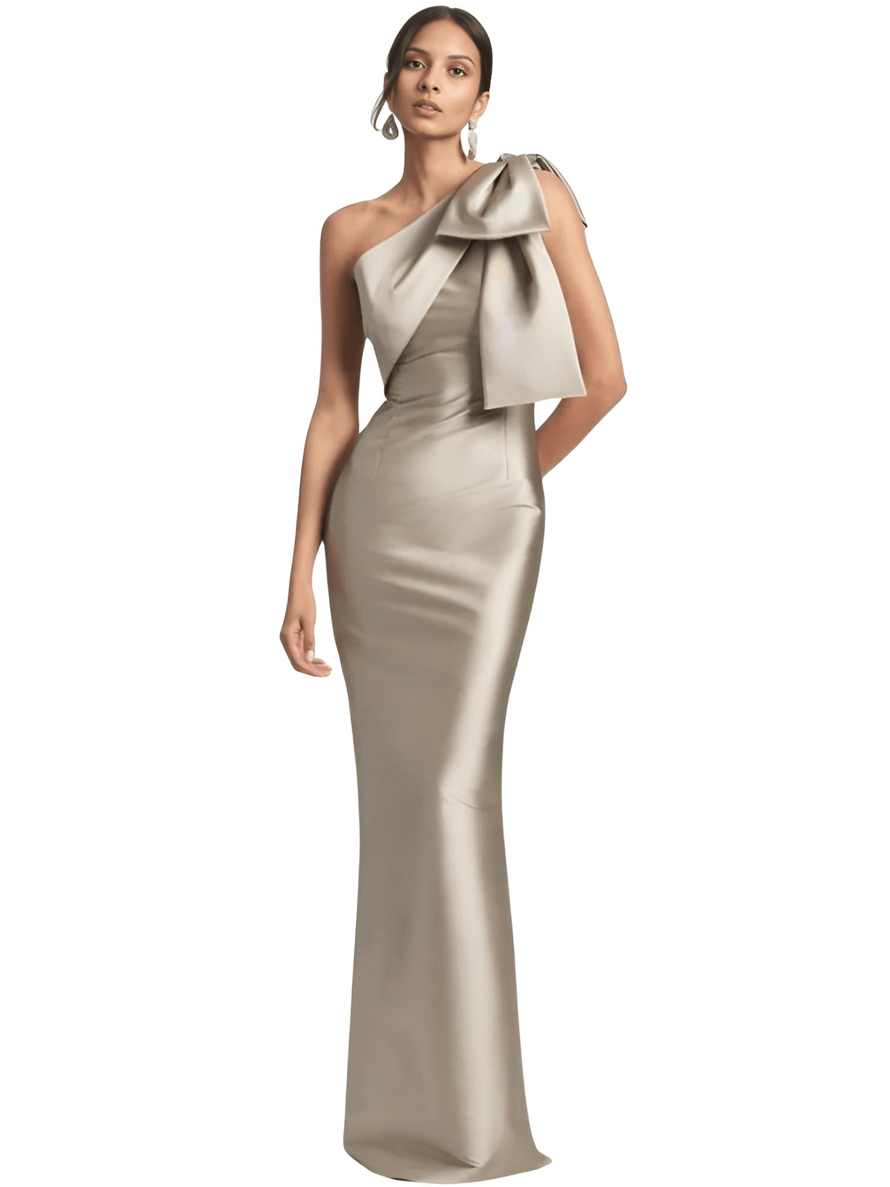Elegant One-Shoulder Satin Mermaid Dress Back Split With Bow Floor Length Prom Special Occasion Formal Party Gown Custom, Drestiny, Maxi Dresses, One Shoulder, Sleeveless, 2, 4, 6, 8, 10, Custom Size, Custom Color, United States, USA, Canada, Australia, New zealand, United Kingdom, UK, Taupe, Sky Blue, Mauve, Wine Red, Red, Pink, Emerald Green, Navy Blue, Champagne, Fuchsia, Orange, Lilac, Gold, Royal Blue, Black, One Shoulder Custom Dress, One Shoulder Maxi Dress, shopdrestiny.com