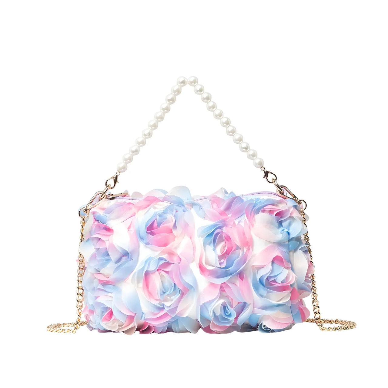 Elegant Rose Flower Dinner Bag Faux Pearl Handbag Metal Chain Crossbody Bag, Drestiny, Handbags, Purses, United States, Canada, Australia, New Zealand, United Kingdom, Flower Handbags, Floral Handbags, Small flower handbags, flower handbags for women, Pink, Purple, Pink Handbags, Purple Handbags, Lavender, Ivory, White, Deep Pink, Black, shopdrestiny.com
