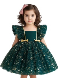 Thumbnail for Elegant Sequin Girl's Ruffle Tutu Dress