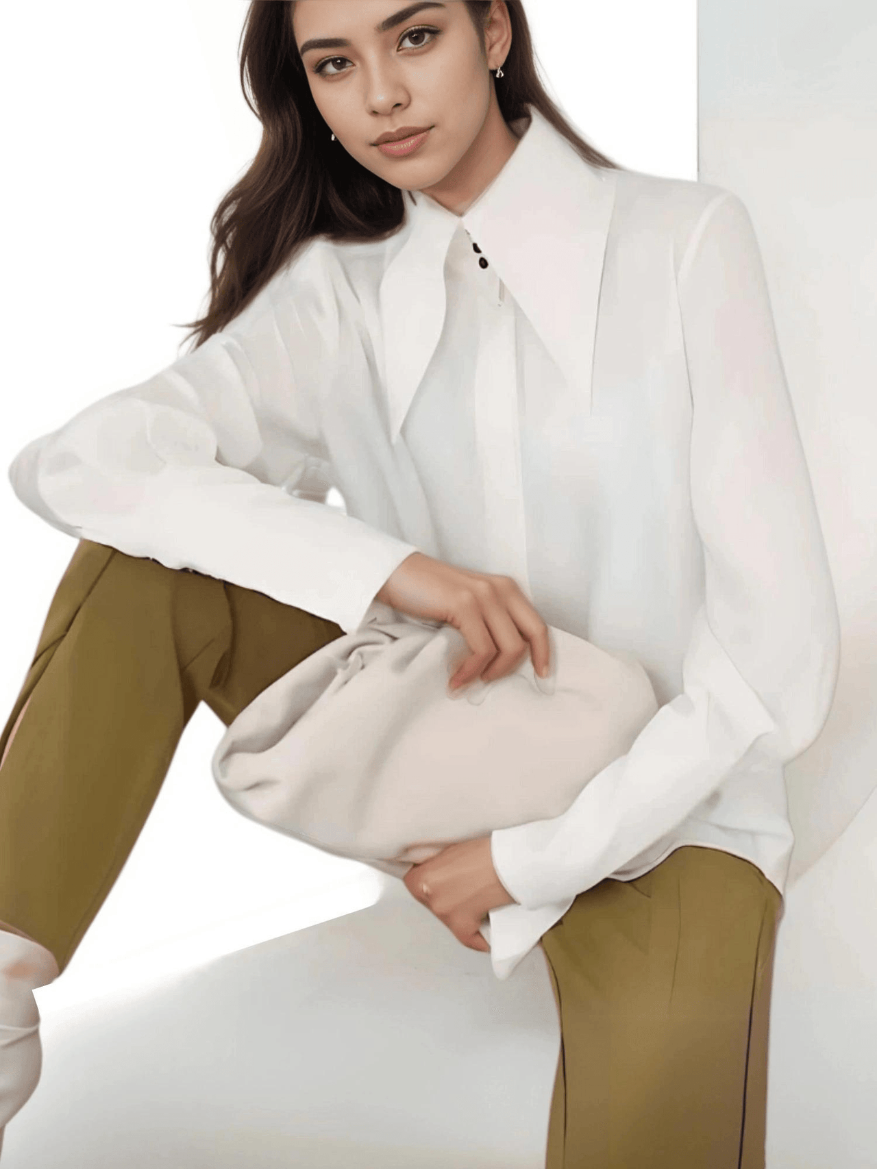 Elegant Turn Down Collar Stylish Long Sleeve Blouse