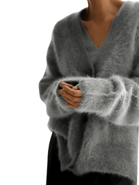 Thumbnail for Elegant V-Neck Long Sleeve Sweater Single Breasted Women's Cardigan Soft -, Sweaters , Drestiny , Australia, Beige, Black, Cardigans, Dark Grey, Khaki, L, Light Grey, Long Sleeves, M, New Zealand, Off White, Sweaters, United Kingdom, United States , Drestiny , www.shopdrestiny.com
