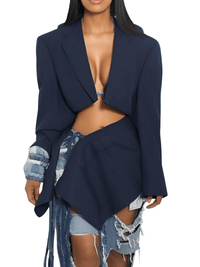 Thumbnail for Elegant Women's Blazer Skirt Set Lapel Collar Jacket and Bandage Mini Skirt 2 Piece New Office Work Outfits -, Outfit Sets , Drestiny , 10, 12, 14, 4, 6, 8, Apricot, Australia, Black, Blazers, Dark Blue, FR, Jackets, L, Long Sleeves, M, Navy, New Zealand, Off White, S, Sets, Skirt Sets, Skirts, United Kingdom, United States, XL, XXL , Drestiny , www.shopdrestiny.com