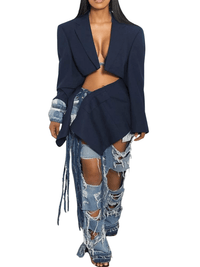 Thumbnail for Elegant Women's Blazer Skirt Set Lapel Collar Jacket and Bandage Mini Skirt 2 Piece New Office Work Outfits -, Outfit Sets , Drestiny , 10, 12, 14, 4, 6, 8, Apricot, Australia, Black, Blazers, Dark Blue, FR, Jackets, L, Long Sleeves, M, Navy, New Zealand, Off White, S, Sets, Skirt Sets, Skirts, United Kingdom, United States, XL, XXL , Drestiny , www.shopdrestiny.com