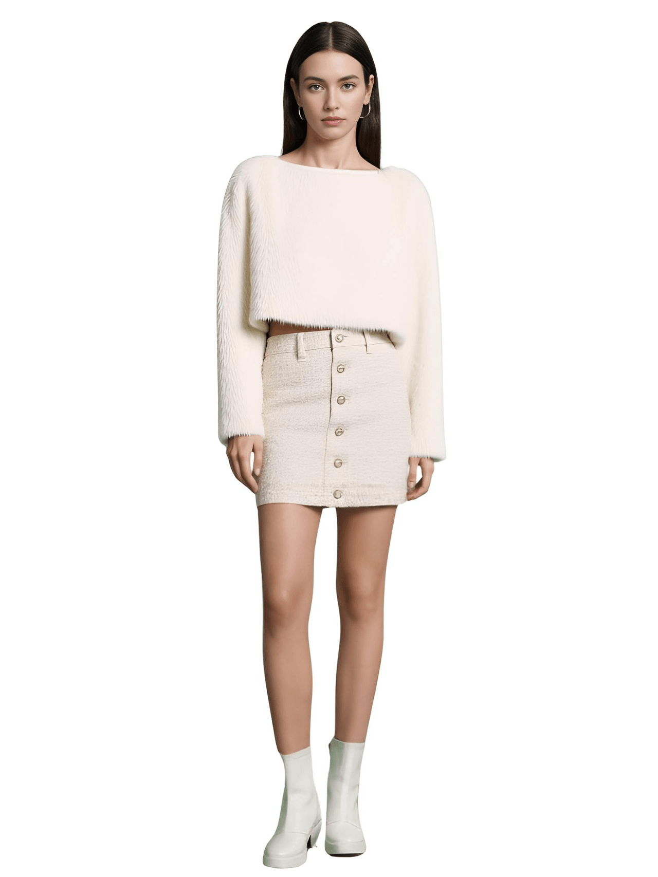 Elegant Women's Faux Fur Crop Top Long Lantern Sleeves Thick Sweaters Female Autumn Winter Fashion Solid Warm Outwears Lady, Drestiny, Crop Sweaters, Sweaters, Pullovers, Long Sleeves, Crop Tops, Faux Fur Sweaters Women, 2, 4, 6, 8, 10, XS, S, M, L, United States, Canada, Australia, United Kingdom, Off White, White, Black, White Sweaters, Black Sweaters,shopdrestiny.com