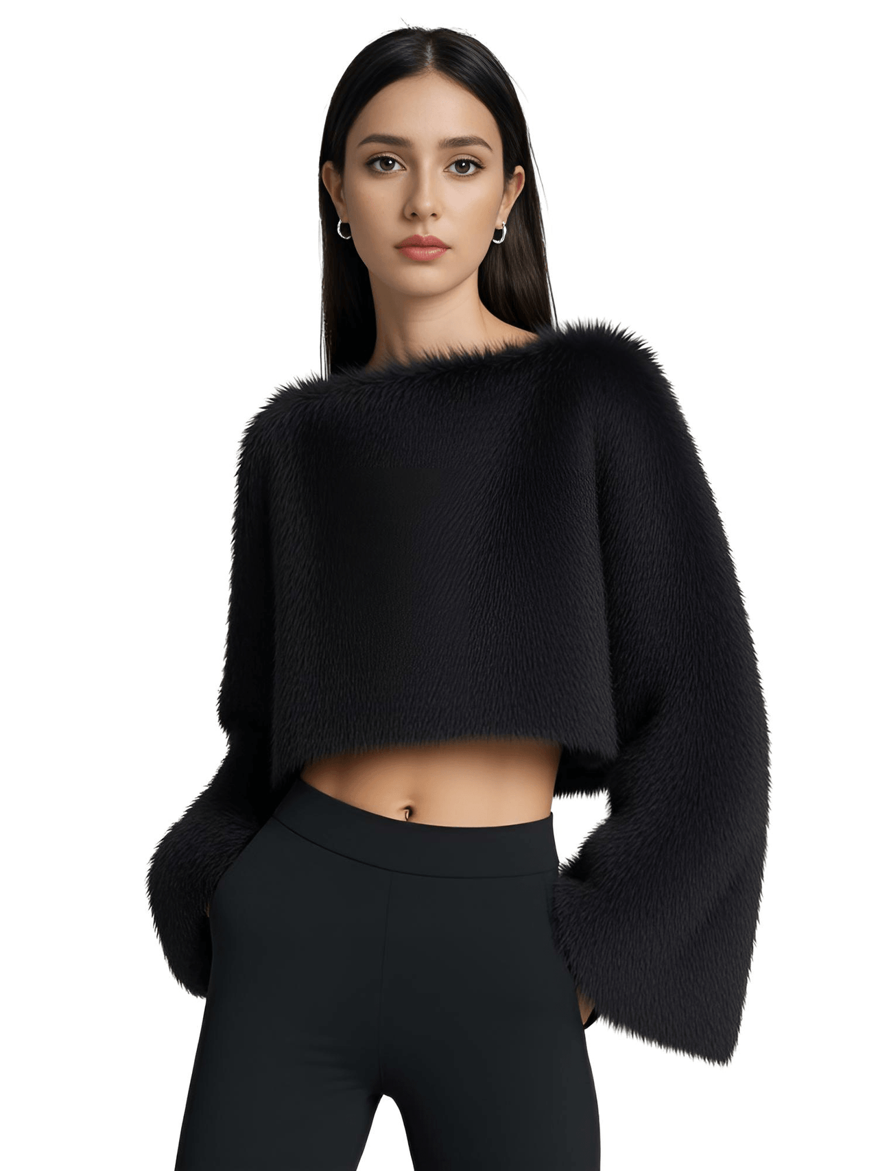 Elegant Women's Faux Fur Crop Top Long Lantern Sleeves Thick Sweaters Female Autumn Winter Fashion Solid Warm Outwears Lady, Drestiny, Crop Sweaters, Sweaters, Pullovers, Long Sleeves, Crop Tops, Faux Fur Sweaters Women, 2, 4, 6, 8, 10, XS, S, M, L, United States, Canada, Australia, United Kingdom, Off White, White, Black, White Sweaters, Black Sweaters,shopdrestiny.com