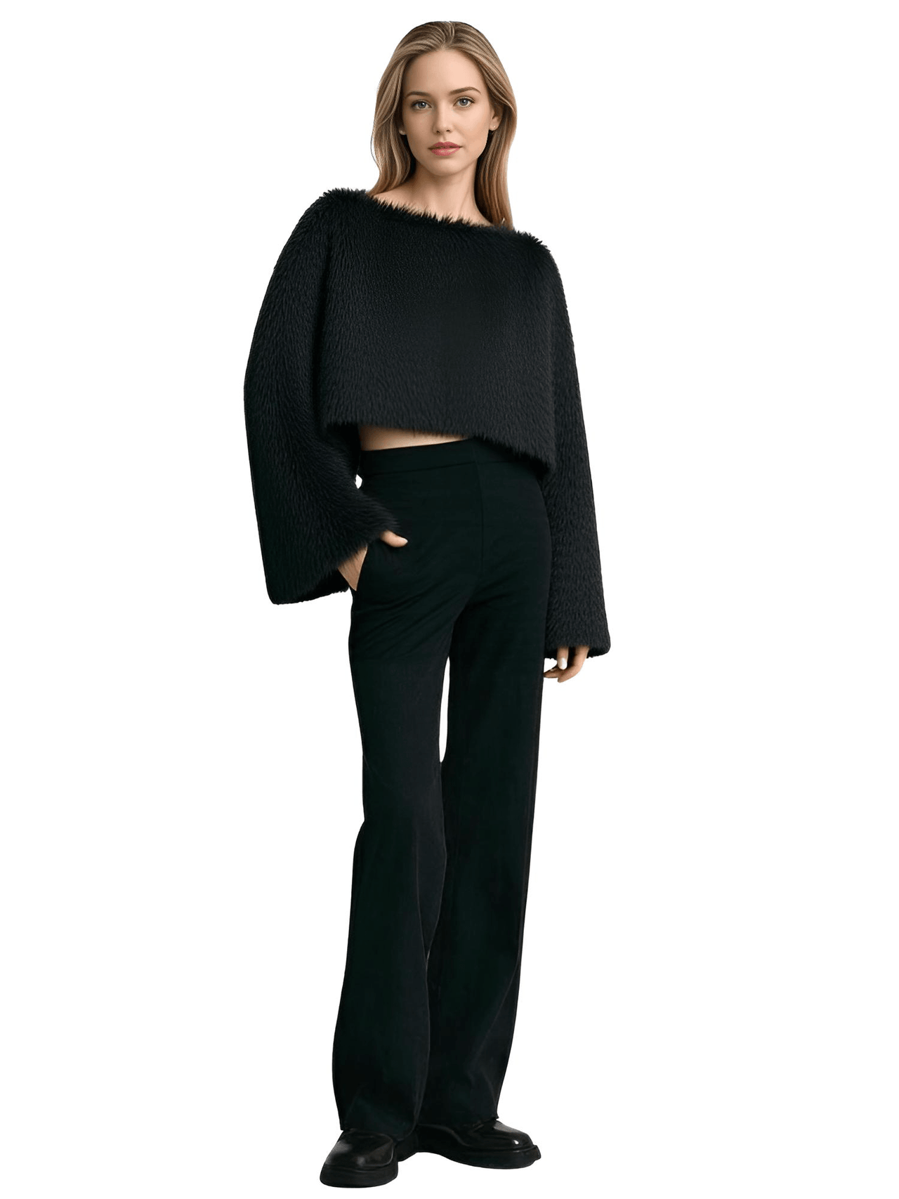 Elegant Women's Faux Fur Crop Top Long Lantern Sleeves Thick Sweaters Female Autumn Winter Fashion Solid Warm Outwears Lady, Drestiny, Crop Sweaters, Sweaters, Pullovers, Long Sleeves, Crop Tops, Faux Fur Sweaters Women, 2, 4, 6, 8, 10, XS, S, M, L, United States, Canada, Australia, United Kingdom, Off White, White, Black, White Sweaters, Black Sweaters,shopdrestiny.com