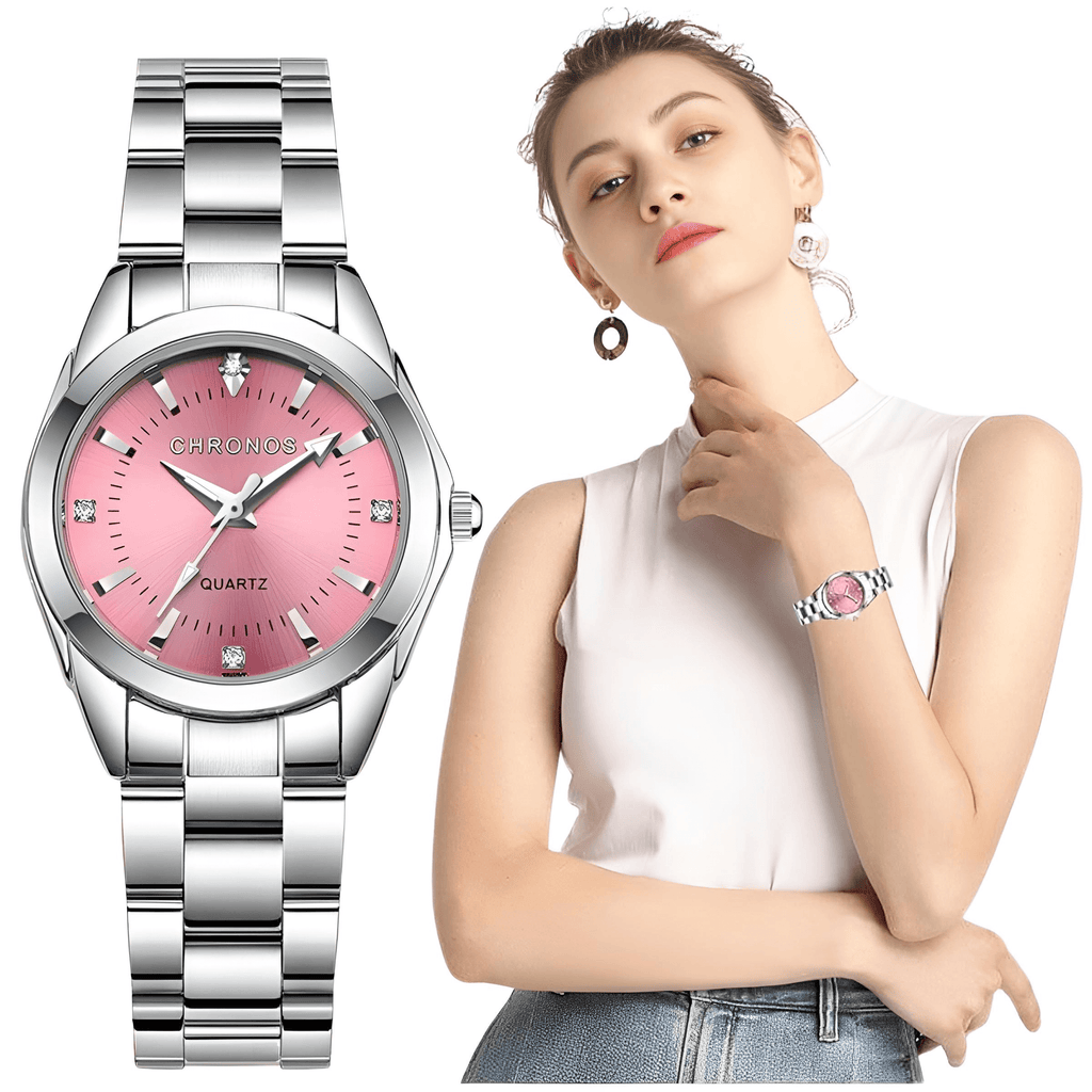 "Indulge in elegance with the Women's Luxury Rhinestone Stainless Steel Pink Watch. Discover the perfect timepiece at Drestiny and enjoy free shipping plus tax-free shopping. Save up to 50% off!"