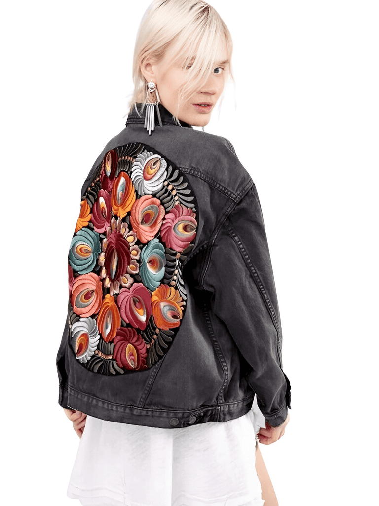 Discover a women's black denim jacket with floral embroidery. Enjoy free shipping and tax coverage when you shop at Drestiny. Save up to 50% off.