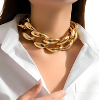 Thumbnail for Thick Chain Short Exaggerated Choker Necklace For Women Trendy Statement Collar On The Neck Accessories Fashion Jewelry, Drestiny, Necklaces, Gender_Women, Gold, Silver, United States, USA, Canada, Australia, New Zealand, United Kingdom, UK, Thick chain choker, statement chain necklace, Chunky choker necklace, Oversized chain choker, gold thick chain choker, shopdrestiny.com