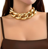 Thumbnail for Thick Chain Short Exaggerated Choker Necklace For Women Trendy Statement Collar On The Neck Accessories Fashion Jewelry, Drestiny, Necklaces, Gender_Women, Gold, Silver, United States, USA, Canada, Australia, New Zealand, United Kingdom, UK, Thick chain choker, statement chain necklace, Chunky choker necklace, Oversized chain choker, gold thick chain choker, shopdrestiny.com