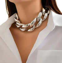 Thumbnail for Thick Chain Short Exaggerated Choker Necklace For Women Trendy Statement Collar On The Neck Accessories Fashion Jewelry, Drestiny, Necklaces, Gender_Women, Gold, Silver, United States, USA, Canada, Australia, New Zealand, United Kingdom, UK, Thick chain choker, statement chain necklace, Chunky choker necklace, Oversized chain choker, silver thick chain choker, shopdrestiny.com